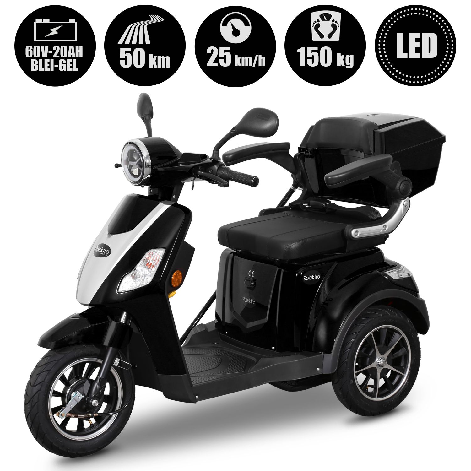 E-Trike 25 V.2 Blei-Gel, Schwarz, 25 km/h Produktbild